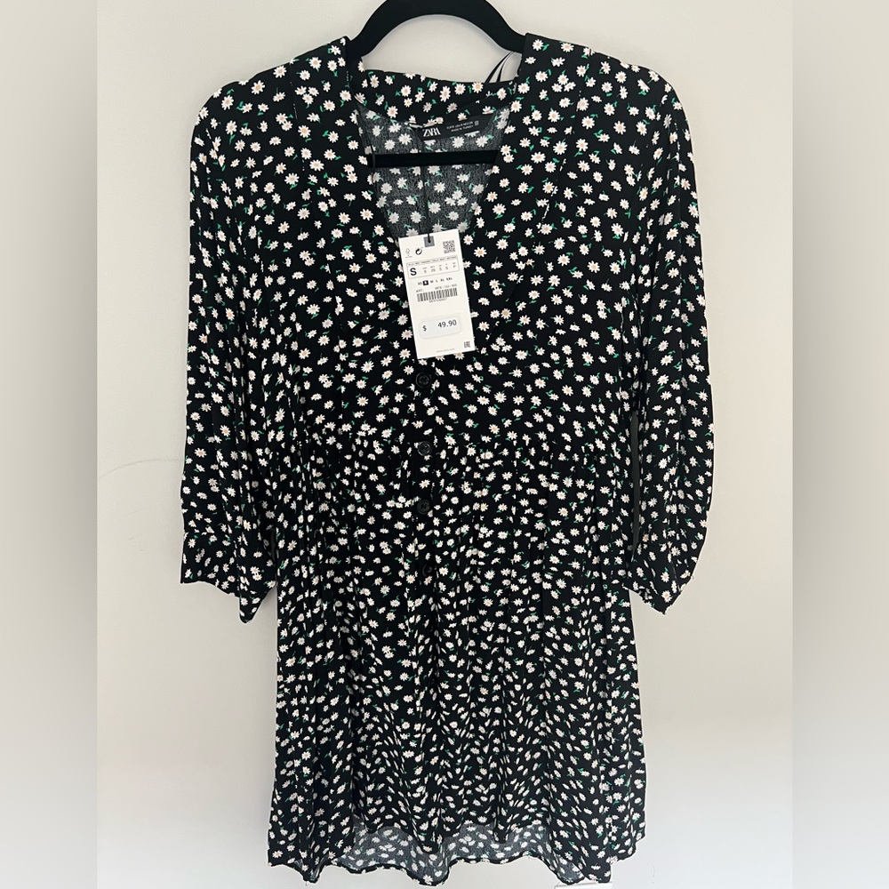 NWT Zara Basics floral print mini dress